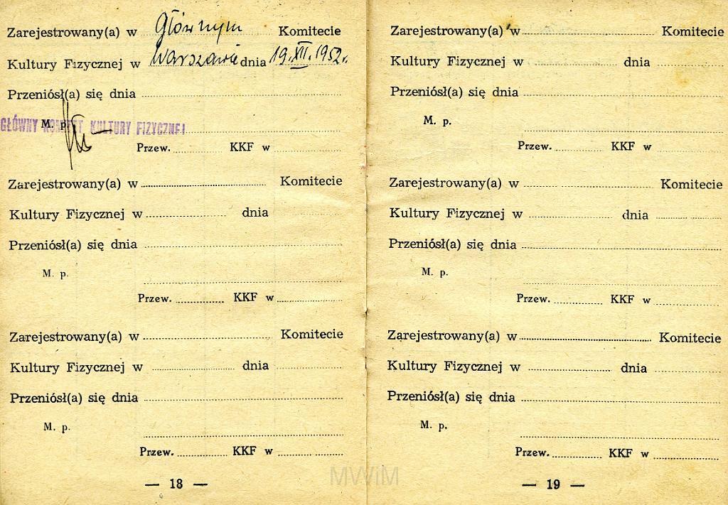 KKE 3258-11.jpg - Ksiązeczka Instruktorska Główny Komitet Kultury Fizycznej, Jana Rutkowskiego, Warszawa, 1952 r.